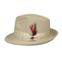 Men BENTLY HEADWEAR Hat Australian Wool Pinch Front Fedora Hudson HU429 Bone image 3