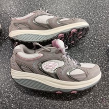 Skechers Shape Ups Women 8.5 Gray Pink Silver Lace Up 11806 Shoes Sneakers - $37.02