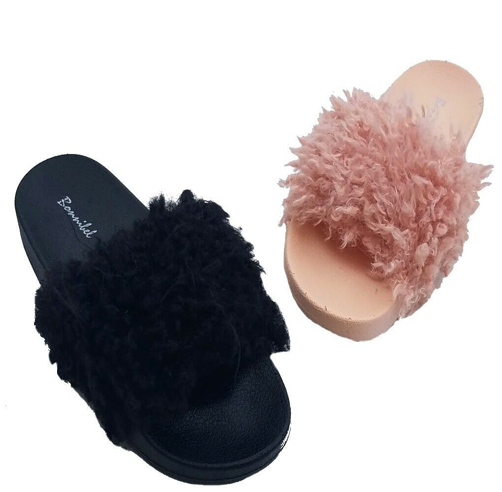 Bonnibel Fun-1 Womens Fluffy Non-Slip Cute Plush Fashion Slippers Faux Fur Flats