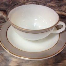 Vintage Pyrex Coffee Cup And Saucer Dish, Retro Corning, Gray Dove Pattern - £4.78 GBP