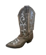Justin Brown SIlver Leather Western Cowboy Boots Men&#39;s sz 7.5 D Women&#39;s ... - $107.62 CAD