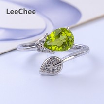  peridot ring green crystal color gemstone 6 8mm resizable birthday gift real 925 solid thumb200