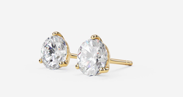 1.00 CT Round Cut Lab Grown Diamond Women&#39;s Drop Earrings 14k Solid Yellow Gold  - £612.44 GBP