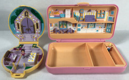POLLY POCKET 2 Compacts Shell Chapel Pink House with Ice Skater Horse Rider - £25.33 GBP