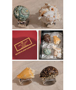 Set of 4 Hans Turnwald Seashell Silver Plated Napkin Rings Red Box Beach... - $168.29