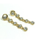 Earrings Clear Crystal Rivoli Drop Dangle Post Goldtone Metal  - £11.21 GBP