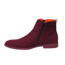 Men's TAYNO Chelsea Chukka Soft Micro Suede Zip up Boot Coupe S Wine image 9