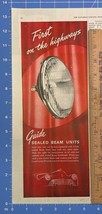 Vintage Print Ad Guide Headlight Bulb Sealed Beam General Motors 13.5&quot; x... - £9.24 GBP