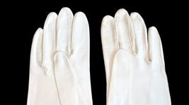 Vintage 15" Long Off White Leather Van Raalte Gloves Sz 7.5 Women Made Hong Kong image 5