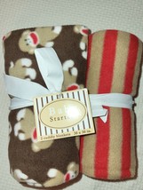 New Baby Starters Pack Of 2 Blanket Sock Monkey Plush Security Lovey Brown Red - £22.89 GBP