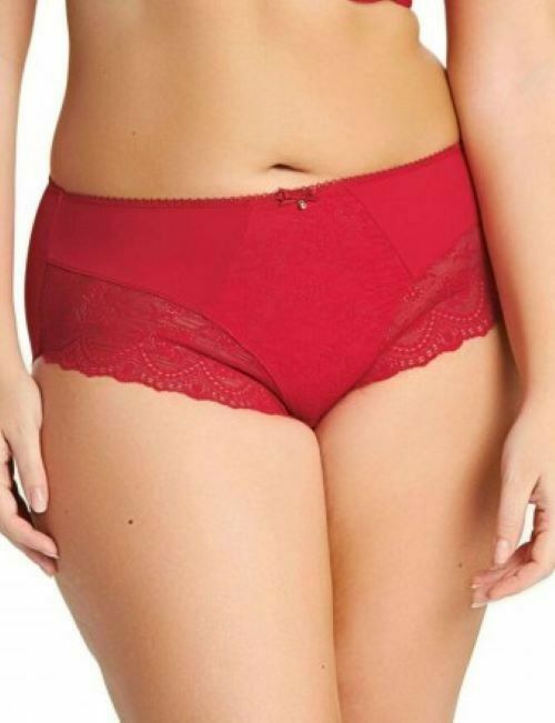 Elomi Tia Brief Panty Style EL 4285 Red with lace trim - $12.95
