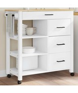  Kitchen Trolley MONZA 33.1&quot;x15.7&quot;x35.4&quot; Solid Wood Pine - $4,732.33 MXN