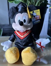 Disney Graduation Mickey Mouse Plush 14&quot; Stuffed Toy Cap Gown Diploma KCare 2018 - £18.98 GBP