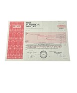 1989 First Commercial Bancorp Stock Certificate Scripophily 100 Shares - $34.30 CAD
