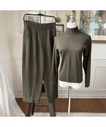 Vintage Skene St John Santana Knit Olive Green Mock Neck Top Barrel Leg ... - $324.65 CAD