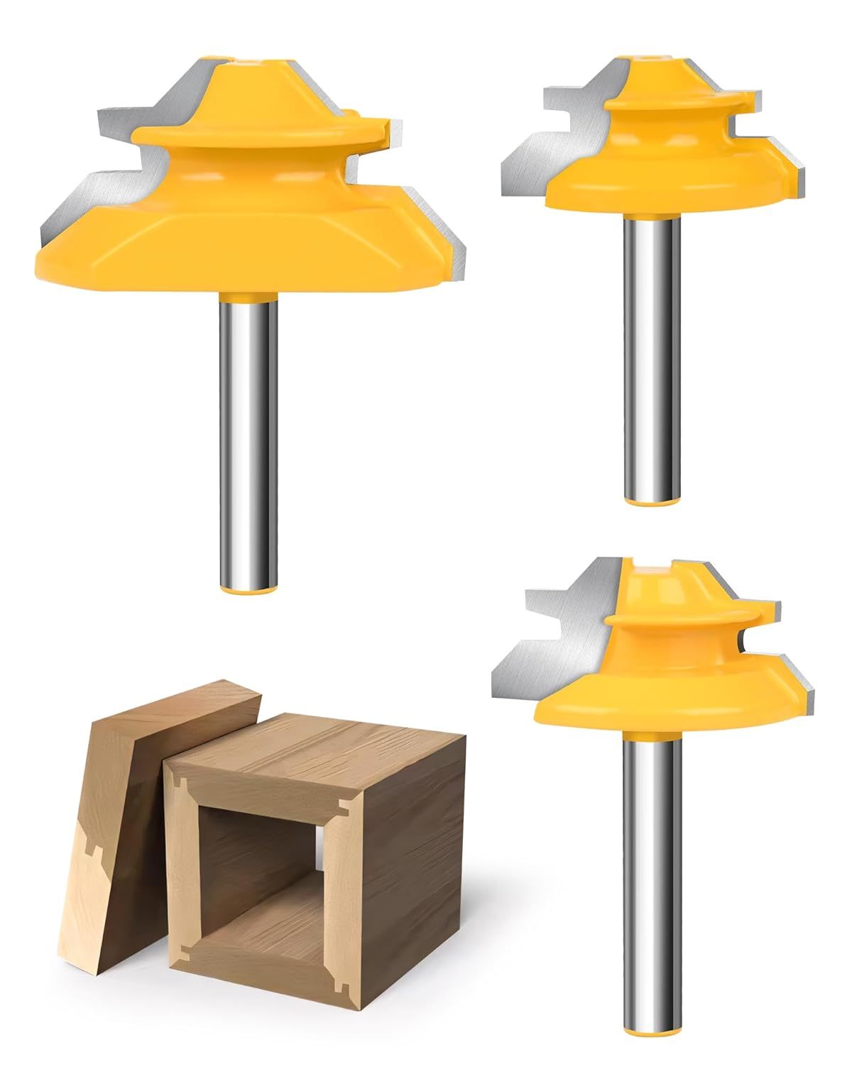 Router Bits, Allmake 3Pcs Lock Miter Router Bits 1/4 Shank, 45 Degree Lo... - $37.96