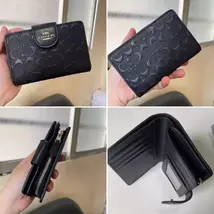 COACH New Style Corner Zip Wallet In Signature Canvas (Embossed With Logo) - $79.00