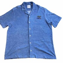 Caribbean Men&#39;s XL Blue Terry Cloth Vintage Style Button Up Shirt SS X-L... - £17.60 GBP