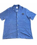 Caribbean Men&#39;s XL Blue Terry Cloth Vintage Style Button Up Shirt SS X-L... - £17.64 GBP
