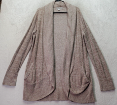 Barefoot Dreams Cardigan Sweater Women&#39;s Large Taupe Knit Long Sleeve Open Front - £22.17 GBP