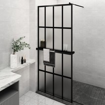 vidaXL Walk-in Shower Wall with Shelf Black 39.4&quot;x76.8&quot; ESG Glass&amp;Aluminum - $10,748.00 MXN