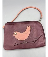 Fossil Genuine Leather Wristlet Purse Bird Design Wallet - $244.69 MXN