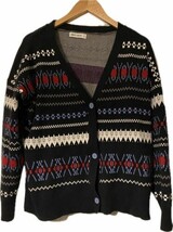 Vintage Grace Karin black cardigan sweater fair isle aztec pattern size XL - $22.00