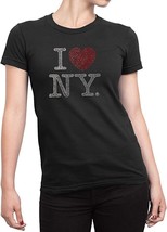 I Love NY Ladies Tee Rhinestone Design Black - £12.54 GBP