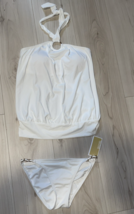 Michael Kors Halter Tankini Swim Top white sz XS NEW - $117.81