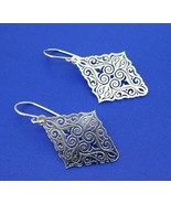 935 Sterling Diamond Shaped Laser Cut Earrings (#J4406) - £116.66 GBP