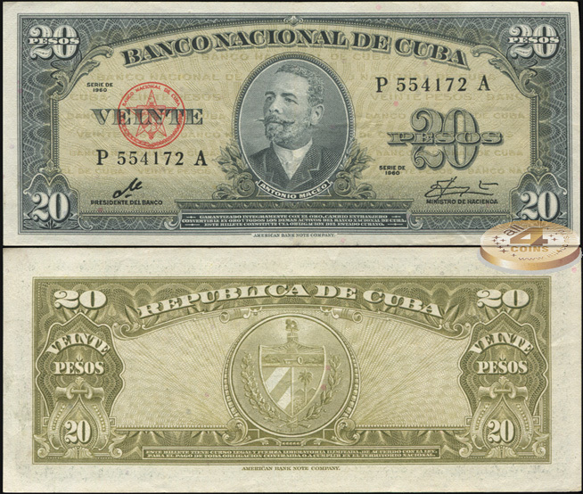 Cuba. Banknote 20 pesos. 1960. aUnc. Paper. Cat# P.80c