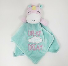 Baby Starters 2017 Pink Unicorn Dream Teal Security Blanket Stuffed Animal Plush - £29.68 GBP