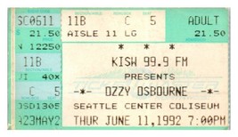 Ozzy Osbourne Concert Ticket Stub June 11 1992 Seattle Washington - $24.74