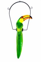 26&quot; Inch Hand Painted Wooden Toucan Bird Hanging Statue Green - £30.96 GBP