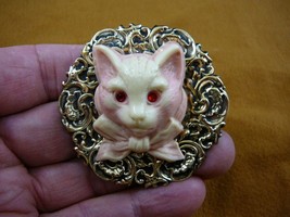 CL52-100 KITTY Hell cat kitten large pink white red eye CAMEO Pin Pendant brooch - £31.60 GBP