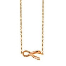 Cancer Awareness Sideways Horizontal CZ Charm Pendant Chain Necklace 16&quot; 18&quot; - £31.61 GBP