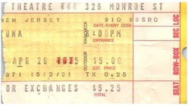 Hot Tuna Ticket Stub April 26 1975 Passaic New Jersey - $41.74