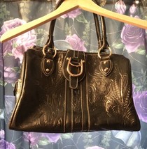 Nice Black Gothic Cowgirl Southwestern Faux Tooled Leather Bag  Good PO ... - $15.00