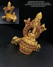 Sindur Box Kumkum Dabbi Antique Brass Carved Art Rare Collectible Organi... - £112.57 GBP