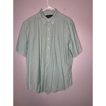 2000s Ralph Lauren Green Pinstripe Seersucker Old Money Prep Oxford Shir... - $30.00