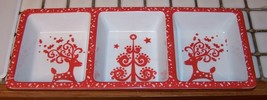 CYPRESS HOME Christmas 3-Section Serving Tray - Red Designs - New Condit... - $10.99