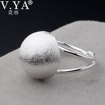 Terling silver half round ball bubble rings 16mm brushed silver ring adjustable elegant thumb200