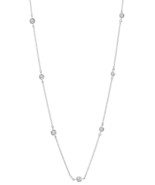 Authentic Crislu 2 mm Bezel Set CZ Short Necklace (16&quot;), Platinum - £91.08 GBP