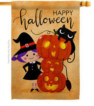 Playful Witch House Flag Halloween 28 x40 Double-Sided Banner - £29.54 GBP