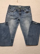 Wrangler Rock 47 Bootcut Jeans Womens 3/34 Blue Denim Cowgirl Chic Bling - $12.55