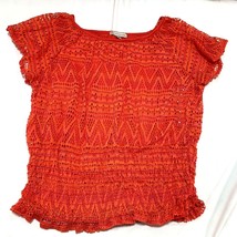 Orange Shirt Blouse by Dress Barn Size Medium Crochet Outer Camisole Inner - £13.11 GBP