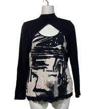 Joseph Ribkoff Black Artsy Keyhole Mock Neck Long Sleeve Top Size 6 US - £13.74 GBP