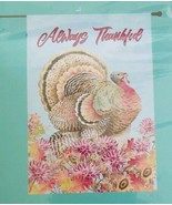 Rain or Shine 28&quot; x 40&quot; Large Porch Flag TURKEY Always Thankful Art Flag... - $30.78 CAD