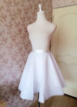 Fluffy White Tulle Skirt Outfit Women A-line Custom Plus Size Midi Party Skirt image 5
