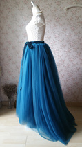 Blue Puffy Floor Length Tulle Skirt Women's Plus Size Long Fluffy Tulle Skirt image 2